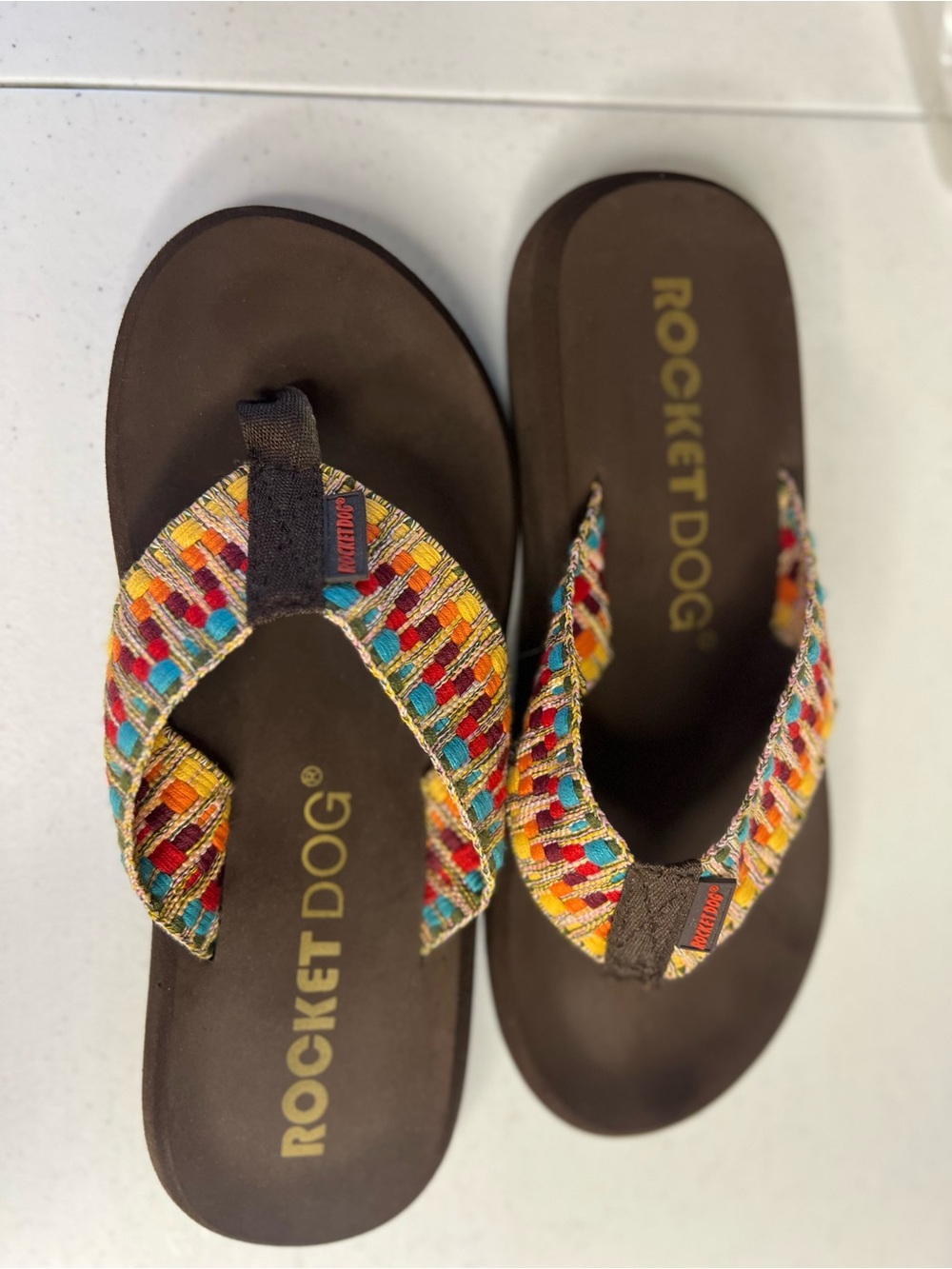 Rocket Dog women's platform Cushion Footbed flip-flops Size 9 colorful woven - Picture 6 of 7